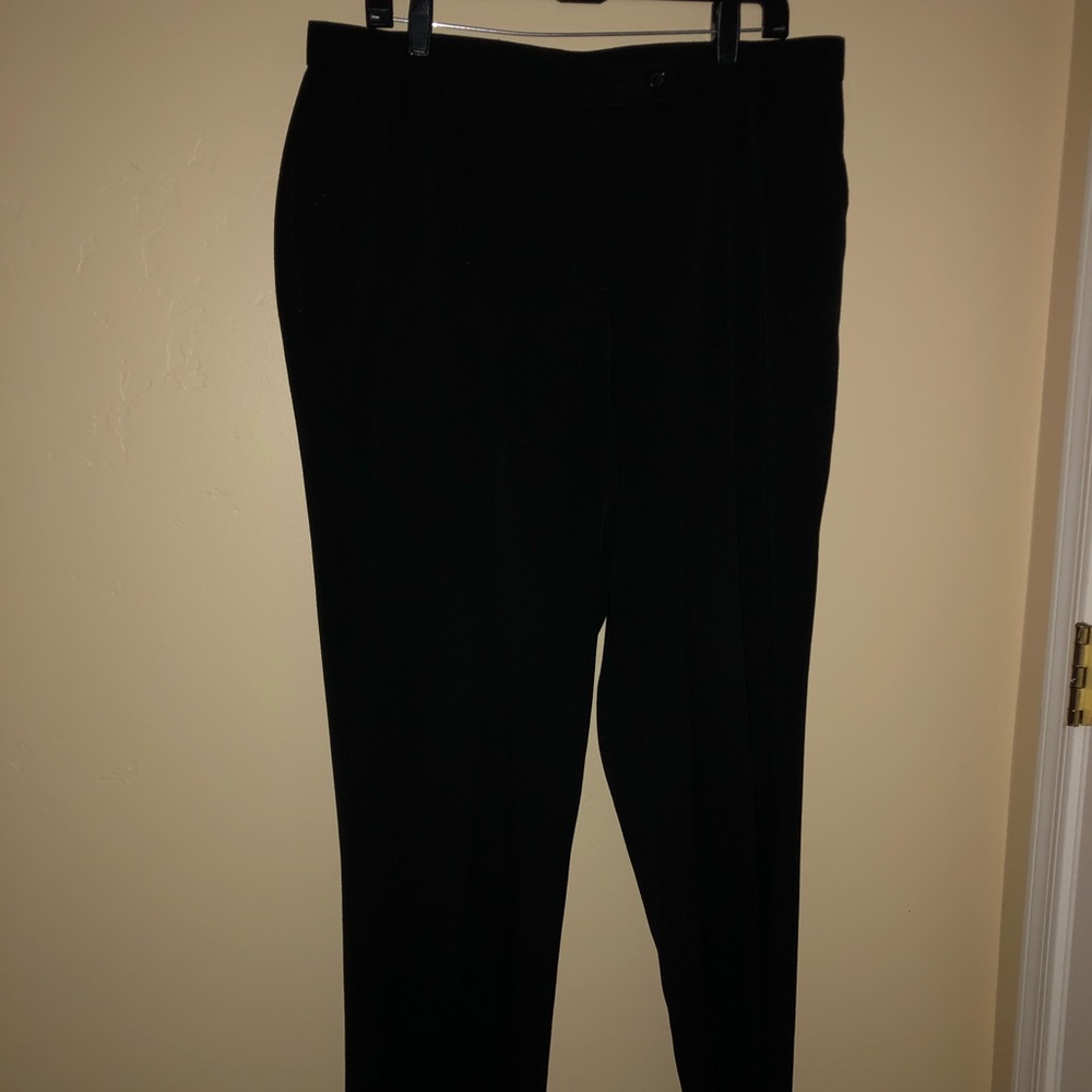 Black Flat Front, Slash Pocket, Wide Leg Pant
